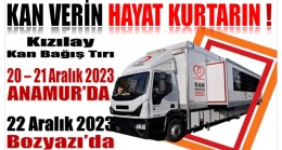 KIZILAY KAN ARACI 20- 21 Aralık’ta Anamur’da , 22 Aralıkta Bozyazı’da