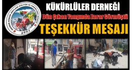 KÜKÜRLÜLER DERNEĞİNDEN TEŞEKKÜR MESAJI