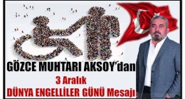 GÖZCE MUHTARI AKSOY’DAN 3 ARALIK ENGELLİLER GÜNÜ Mesajı