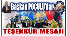Başkan POÇULU’dan Teşekkür Mesajı