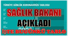 PAZAR GÜNÜNE AİT KORONAVİRÜS TABLOSU