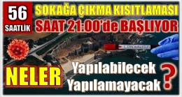 SAAT 21:00’de SOKAĞA ÇIKMA KISITLAMASI BAŞLIYOR