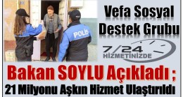 Bakan SOYLU Açıkladı ; ” Vefa Sosyal Destek Grupları 21 Milyonu Aşkın Hizmet Ulaştırdı “