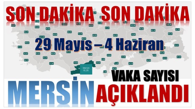 29 Mayıs – 4 Haziran Vaka Sayıları Açıklandı ; Mersin’de Son Durum Ne ?