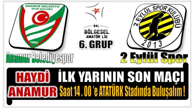 Anamur Belediyespor İlk Yarının Son Maçında 2 Eylül Spor’u Konuk Edecek