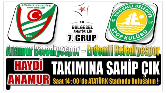 Anamur Belediyespor Erdemli Belediyespor’la Karşılaşacak