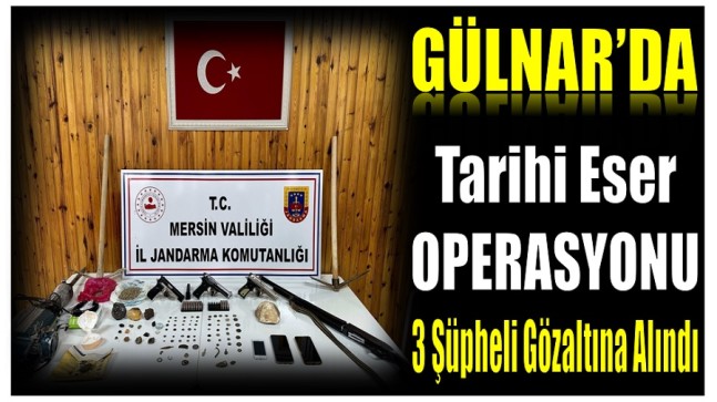 Gülnar’da Tarihi Eser Operasyonu ; 3 Gözaltı