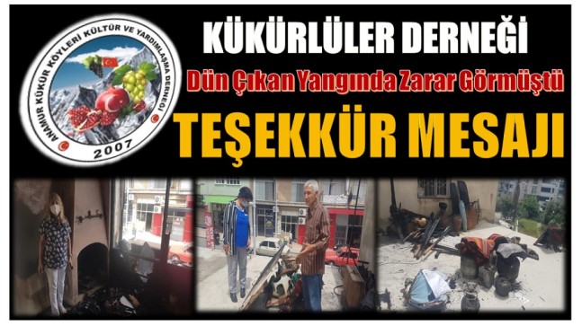 KÜKÜRLÜLER DERNEĞİNDEN TEŞEKKÜR MESAJI