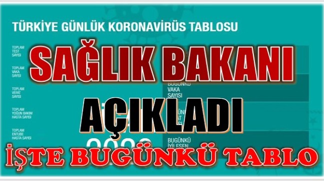 ÜLKEMİZİN BUGÜNKÜ KORONAVİRÜS TABLOSU