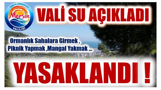 Vali SU Duyurdu ; Ormanlık Sahalara Girmek , Piknik Yapmak , Ateş Yakmak , …