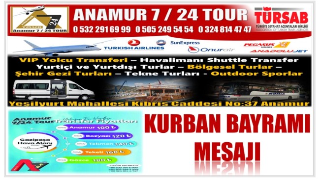 ANAMUR TOUR KURBAN BAYRAMI MESAJI