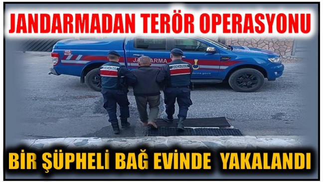Jandarmadan Terör Operasyonu ; Bir Şüpheli Bağ Evinde Yakalandı