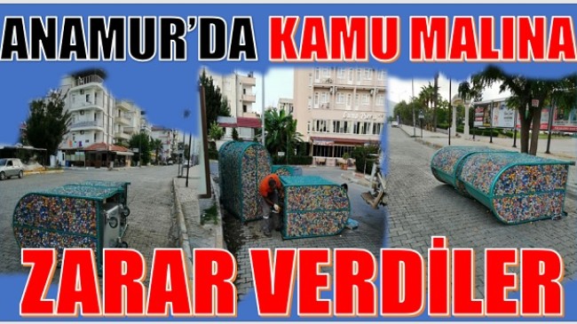 VANDALLAR,ÇÖP KONTEYNERLERİNE ZARAR VERDİLER