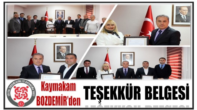 Kaymakam BOZDEMİR’den Görev Süresi Dolan Üyelere Teşekkür Belgesi