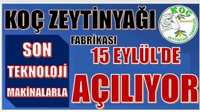 KOÇ ZEYTİNYAĞI FABRİKASI 15 EYLÜL’DE AÇILIYOR