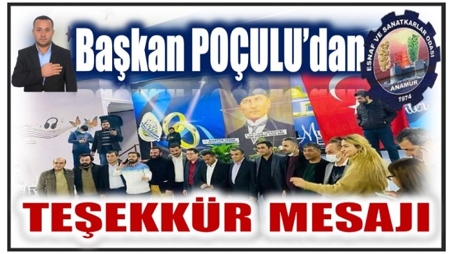 Başkan POÇULU’dan Teşekkür Mesajı