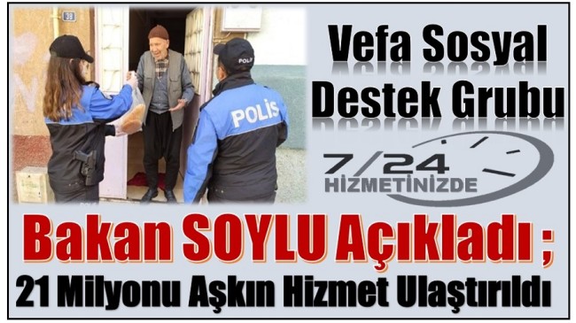 Bakan SOYLU Açıkladı ; ” Vefa Sosyal Destek Grupları 21 Milyonu Aşkın Hizmet Ulaştırdı “