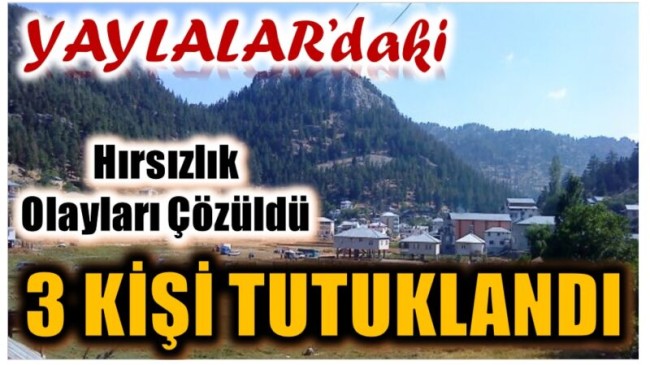 Yaylalardaki 23 Hırsızlık Olayı Aydınlatıldı, 3 Kişi Tutuklandı