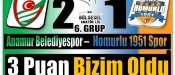 Anamur Belediyespor 3 Puanın Sahibi Oldu