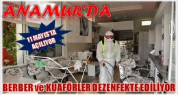 Anamur’da Kuaför ve Berber Salonları Dezenfekte Ediliyor